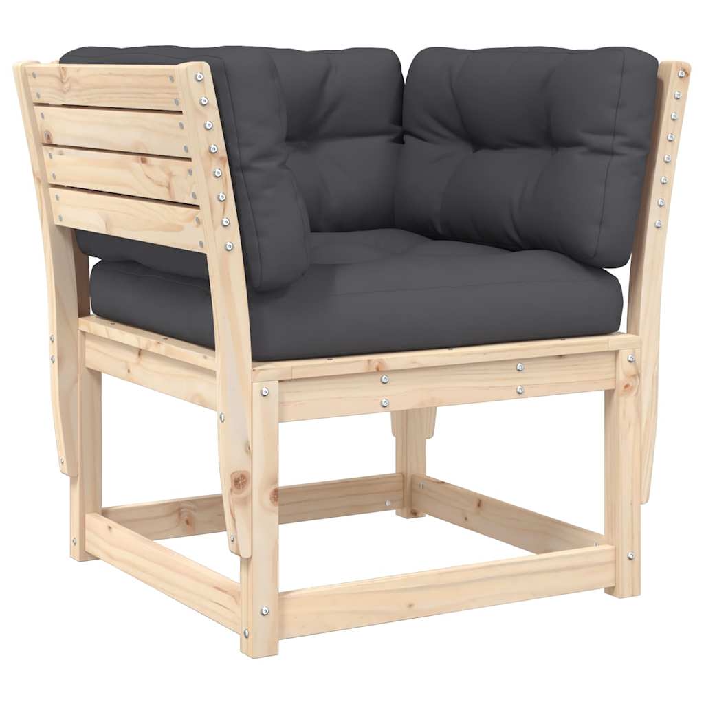 Muebles de jardín 8 pzas y cojines madera maciza pino