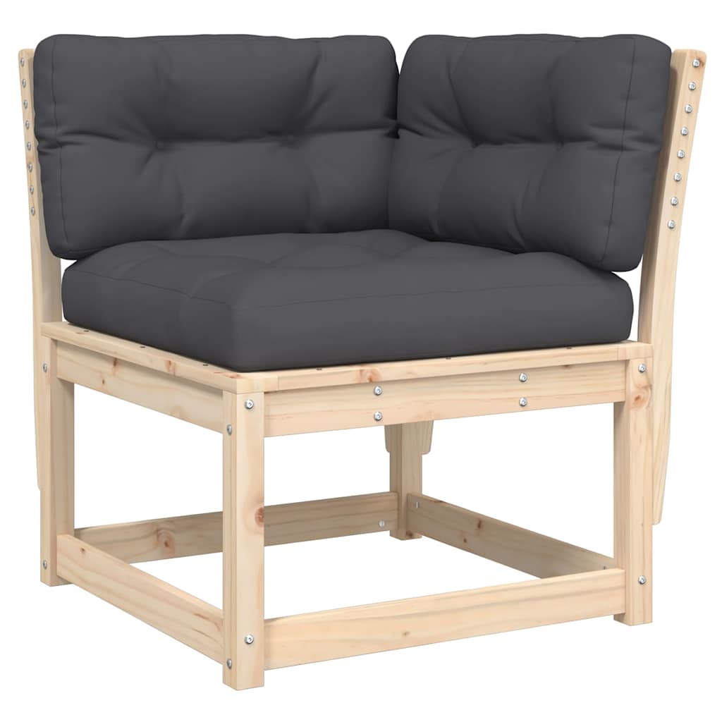 Muebles de jardín 8 pzas y cojines madera maciza pino