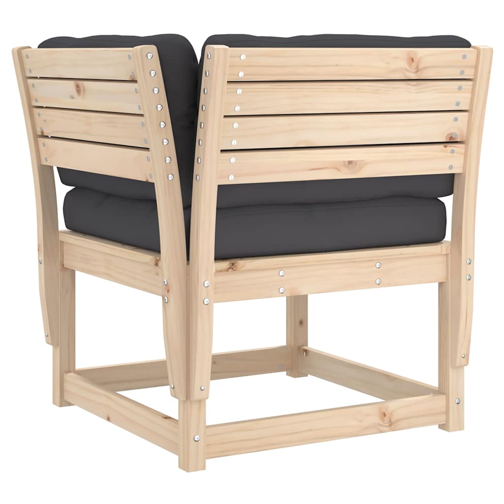 Muebles de jardín 8 pzas y cojines madera maciza pino