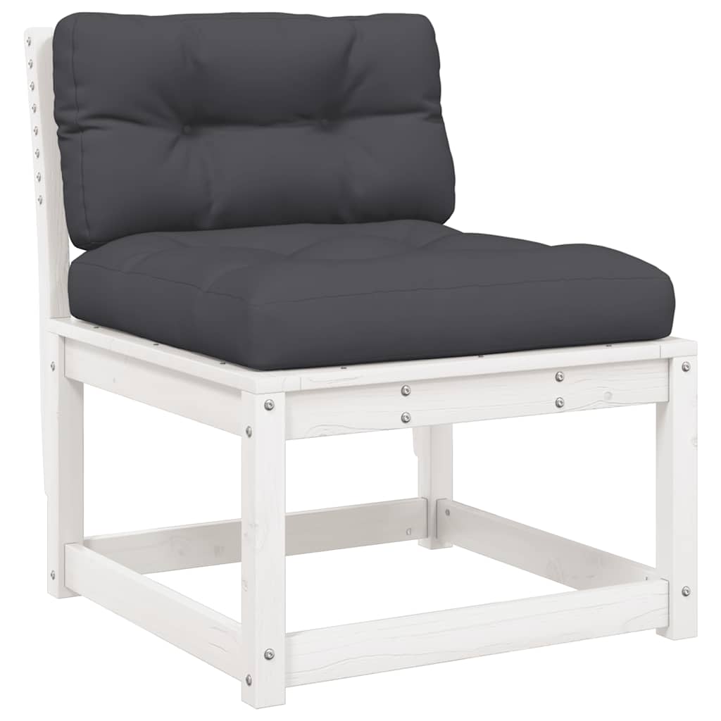 Set sofás jardín 5 pzas con cojines madera maciza pino blanco