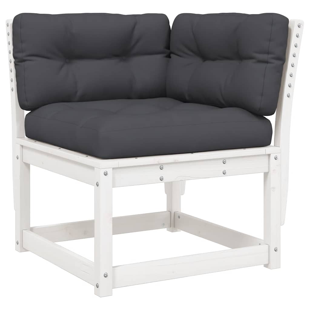Set sofás jardín 5 pzas con cojines madera maciza pino blanco