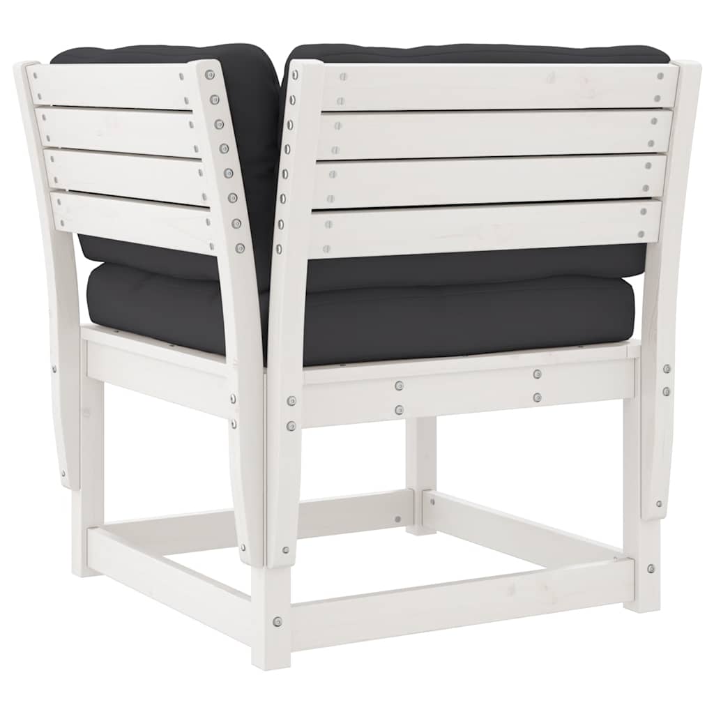 Set sofás jardín 5 pzas con cojines madera maciza pino blanco