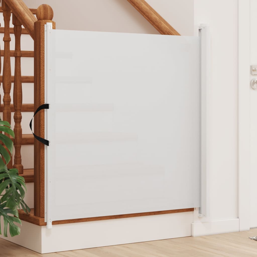 Portão retrátil para animais de estimação branco 102,5x125 cm