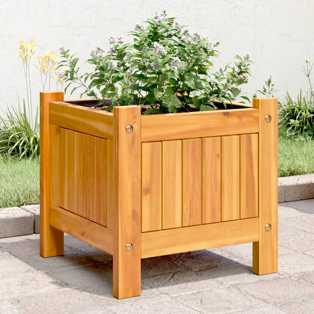 Jardinera con forro madera maciza de acacia 100x50x100 cm