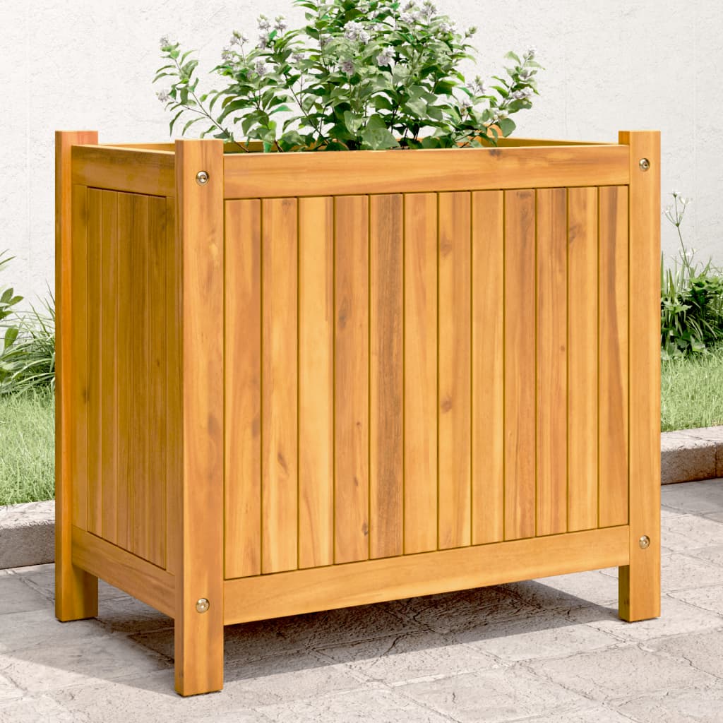 Jardinera con forro madera maciza de acacia 100x50x100 cm