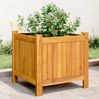 Jardinera con forro madera maciza de acacia 100x50x100 cm