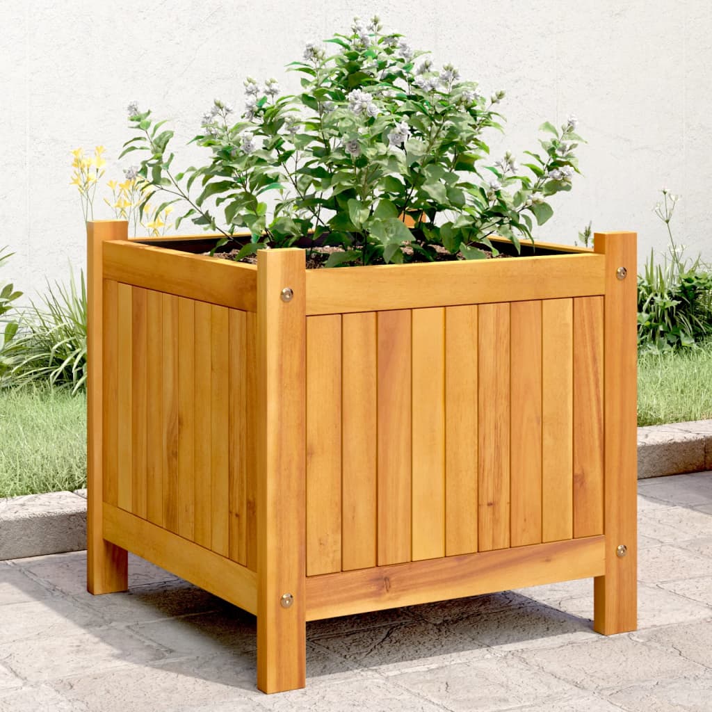 Jardinera con forro madera maciza de acacia 100x50x100 cm