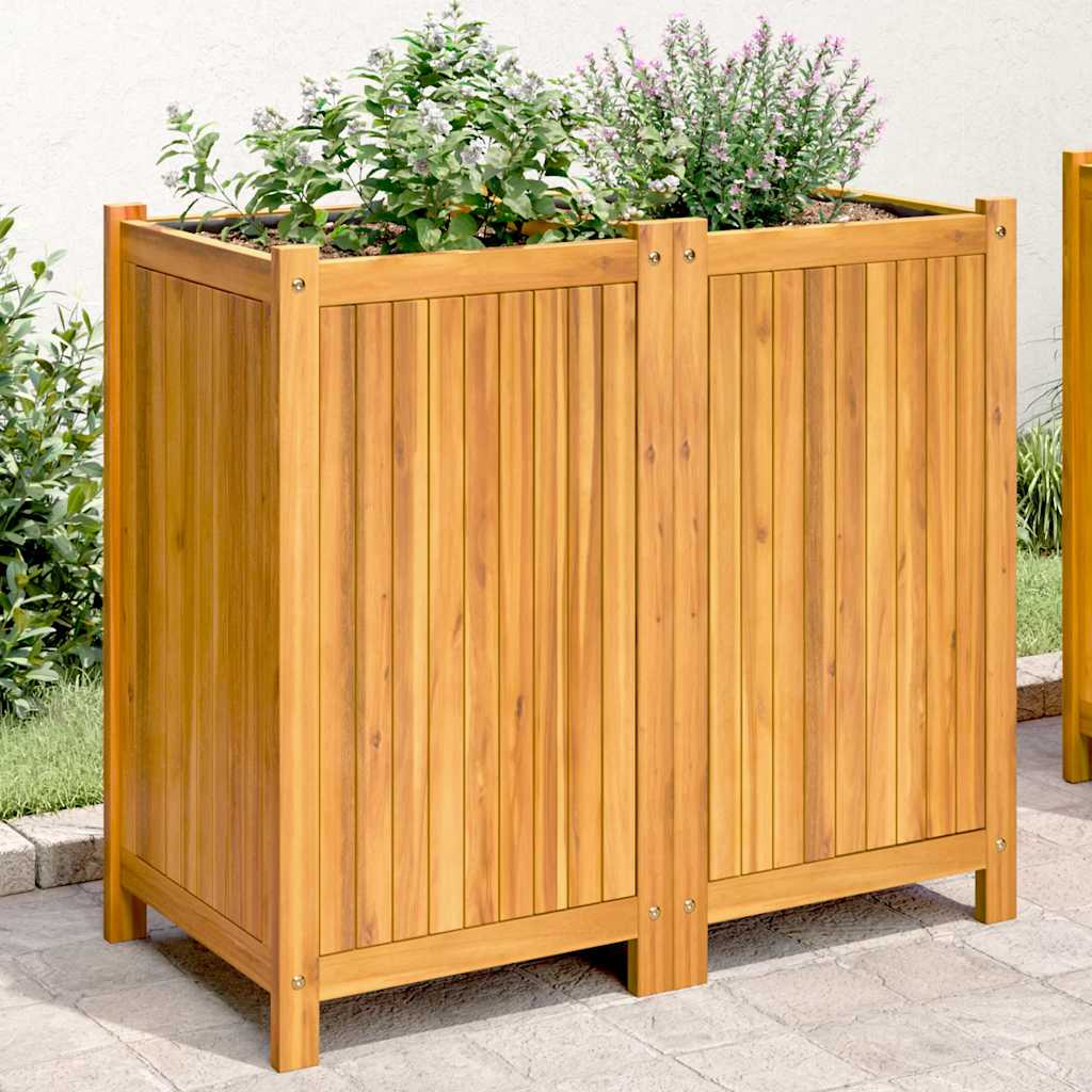 Jardinera con forro madera maciza de acacia 100x50x100 cm