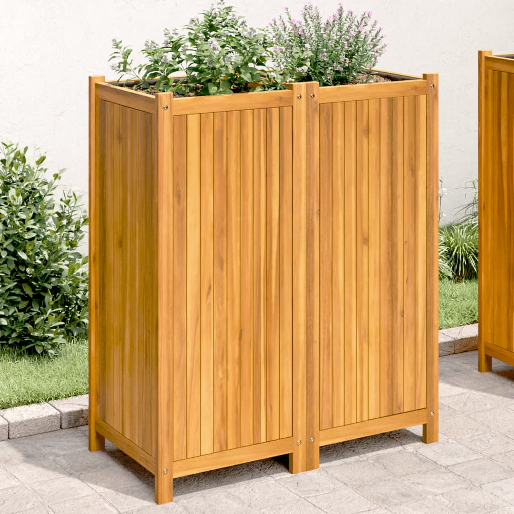 Jardinera con forro madera maciza de acacia 100x50x100 cm
