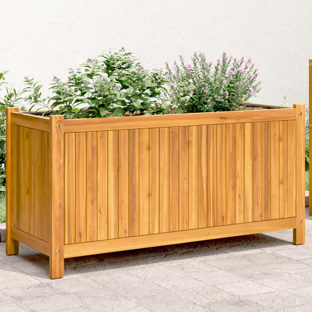 Jardinera con forro madera maciza de acacia 100x50x100 cm