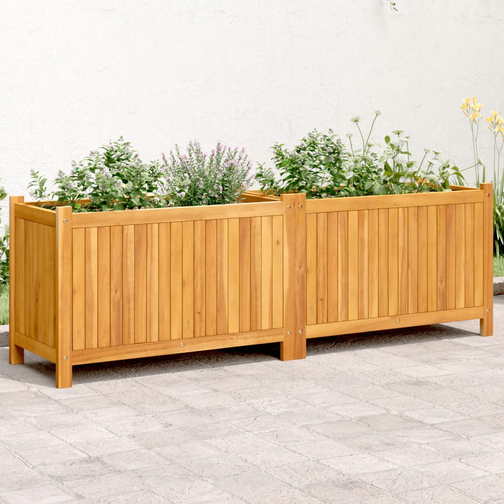 Jardinera con forro madera maciza de acacia 100x50x100 cm