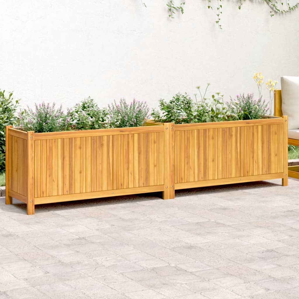 Jardinera con forro madera maciza de acacia 100x50x100 cm