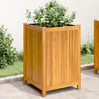 Jardinera con forro madera maciza de acacia 100x50x100 cm