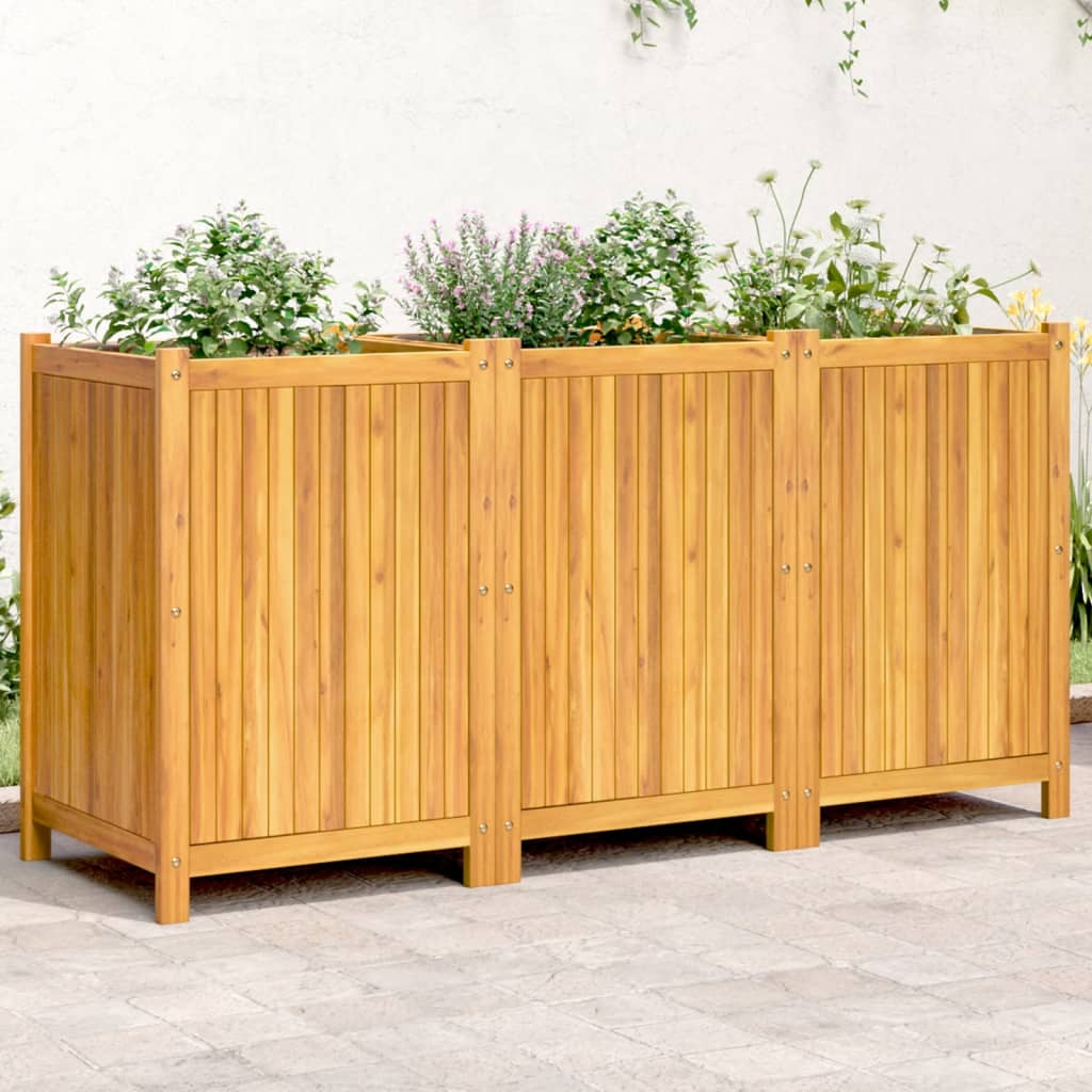 Jardinera con forro madera maciza de acacia 100x50x100 cm