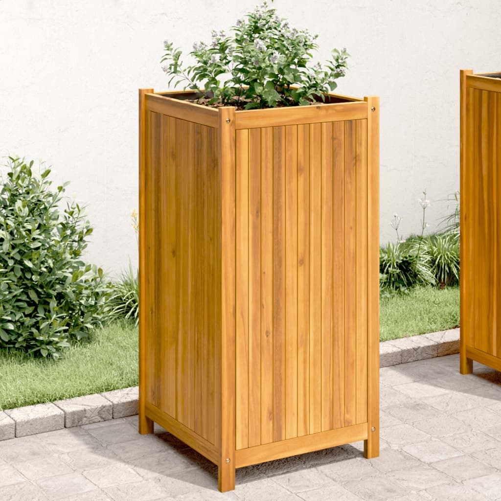 Jardinera con forro madera maciza de acacia 100x50x100 cm