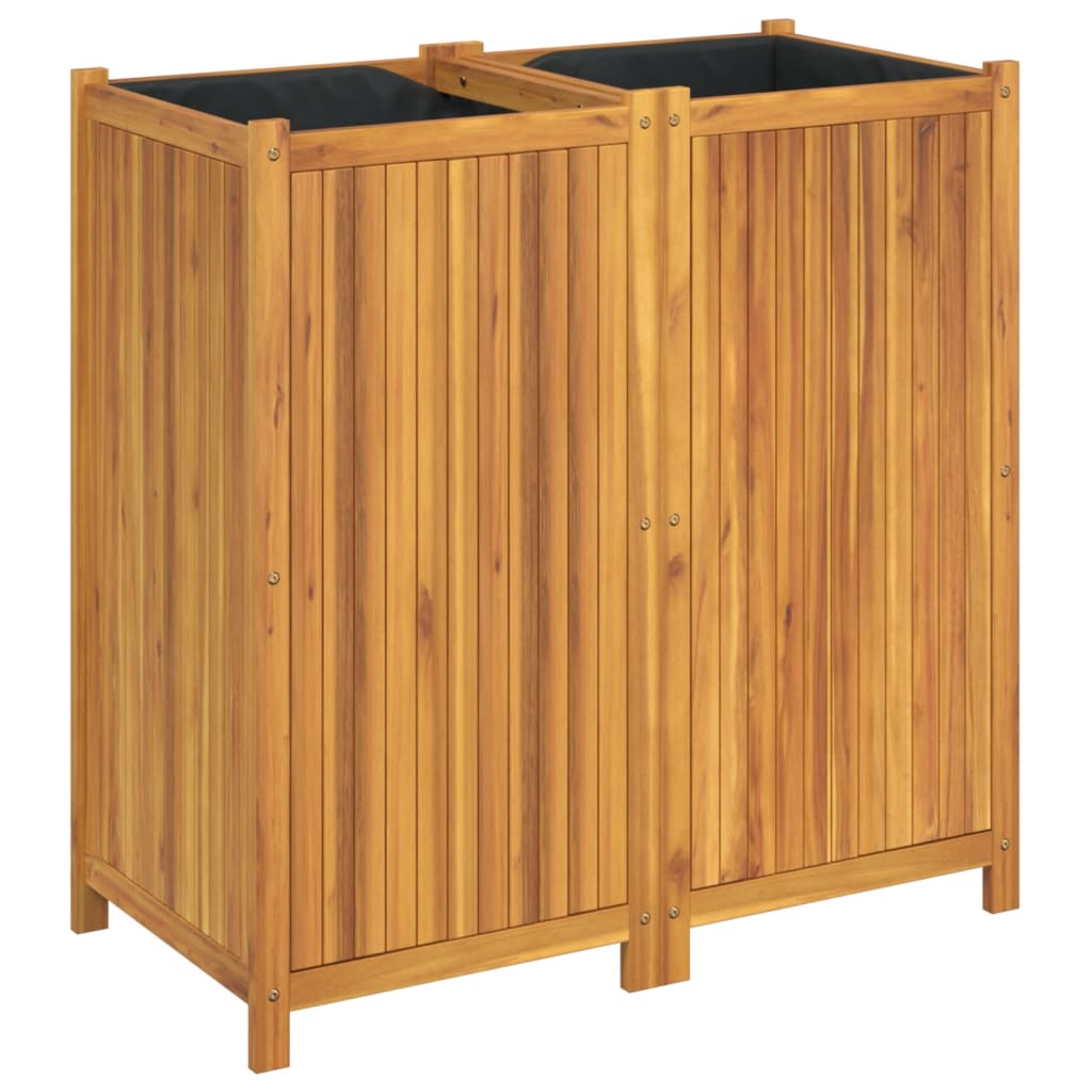 Jardinera con forro madera maciza de acacia 100x50x100 cm