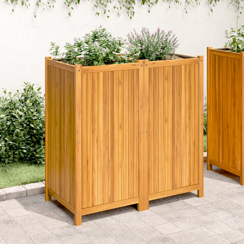 Jardinera con forro madera maciza de acacia 100x50x100 cm