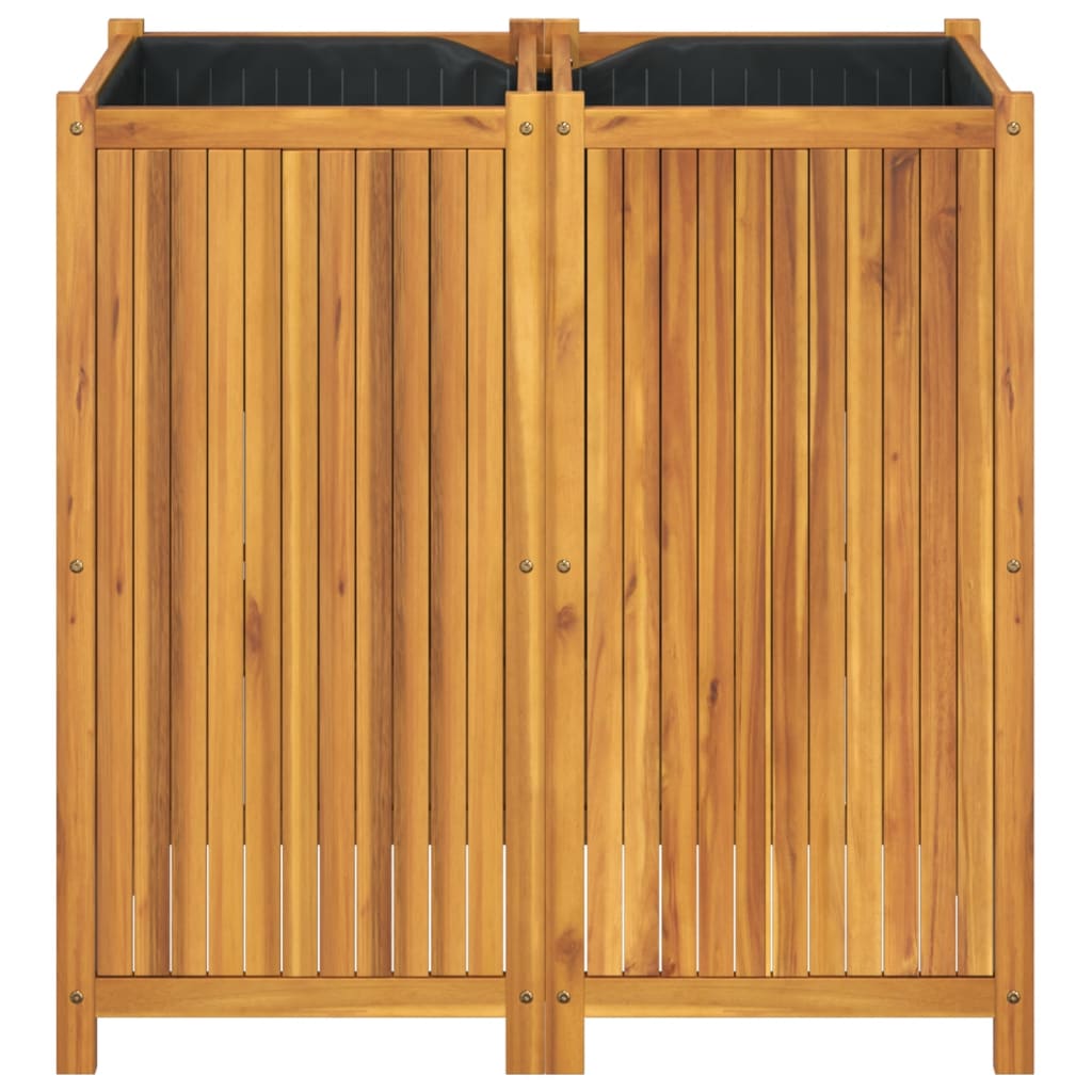 Jardinera con forro madera maciza de acacia 100x50x100 cm