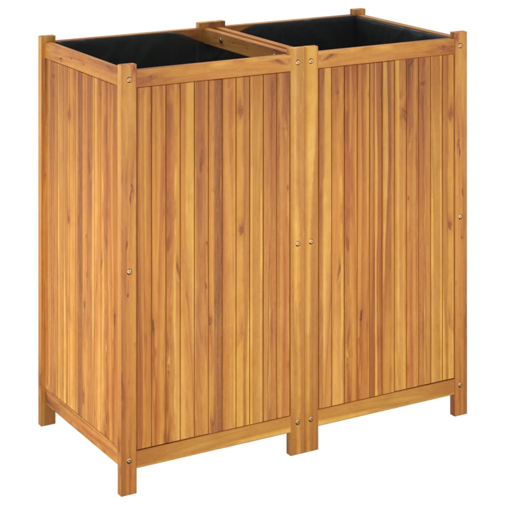Jardinera con forro madera maciza de acacia 100x50x100 cm