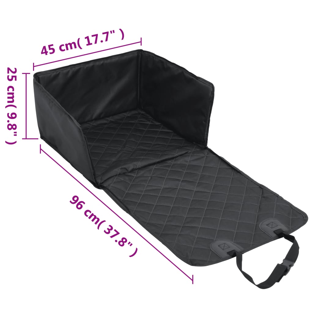 Silla de coche para perros negro 45x45x25/55 cm