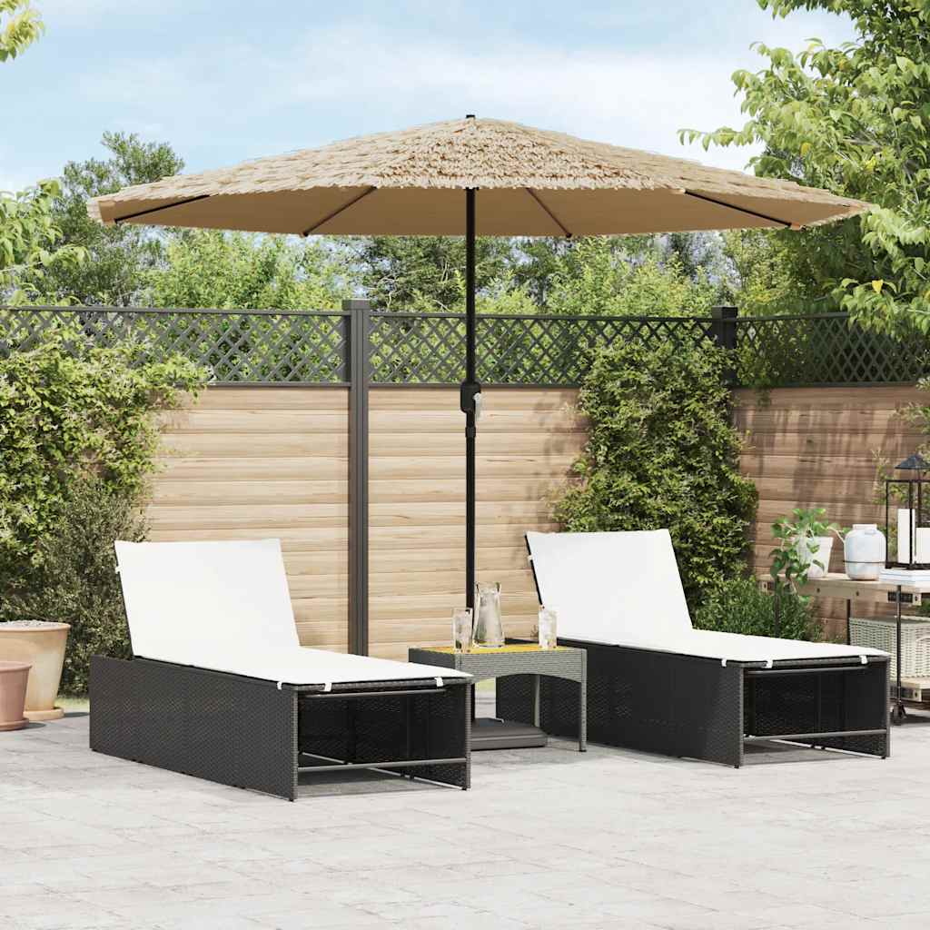 Sombrilla de jardín con luces LED palo de aluminio negra 300 cm