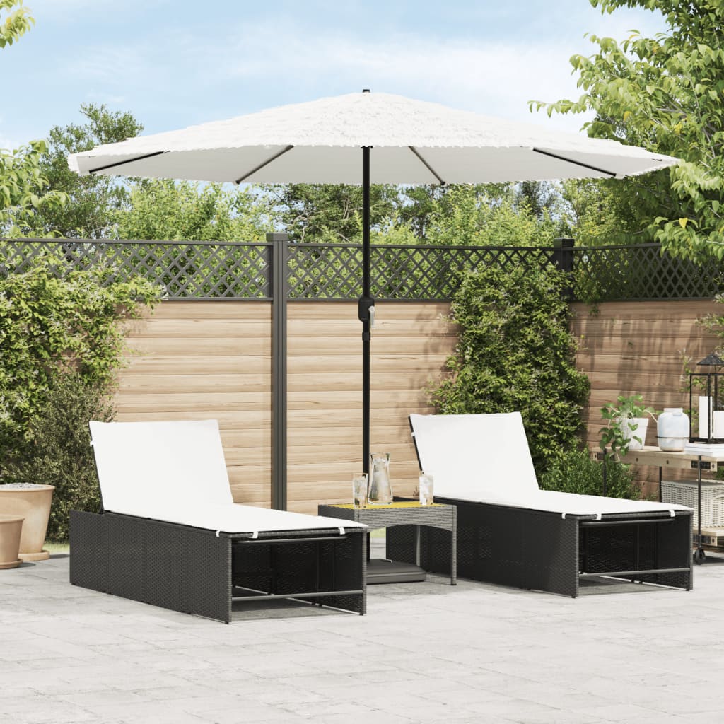 Sombrilla de jardín con luces LED palo de aluminio negra 300 cm