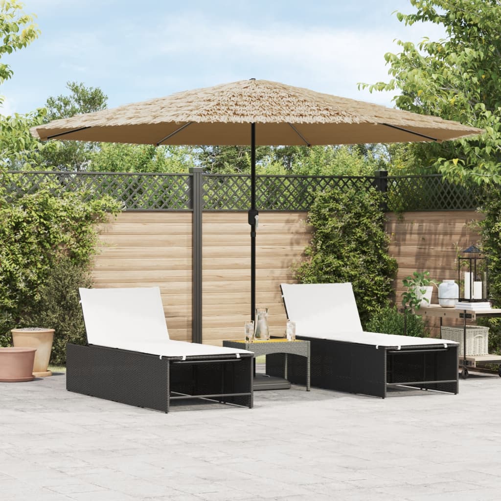 Sombrilla de jardín con luces LED palo de aluminio negra 300 cm