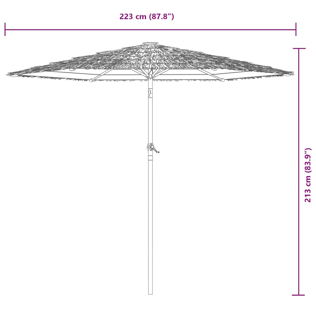 Sombrilla de jardín con LEDs poste acero marrón 223x223x213 cm