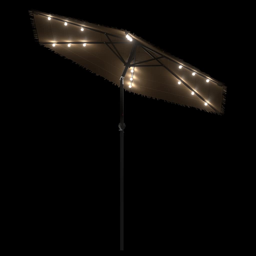 Sombrilla de jardín con LEDs poste acero marrón 223x223x213 cm
