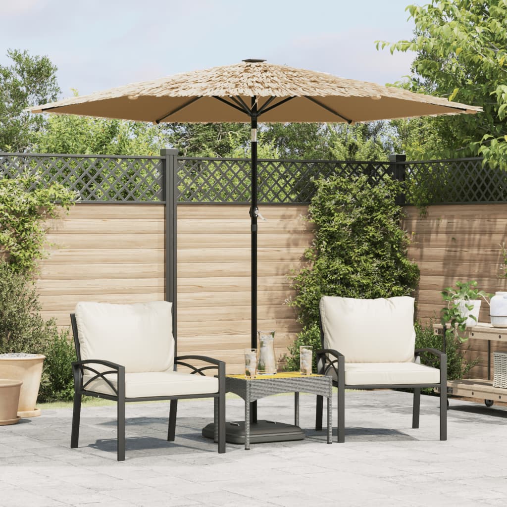 Guarda-sol de jardim com LEDs mastro aço castanho 223x223x213 cm