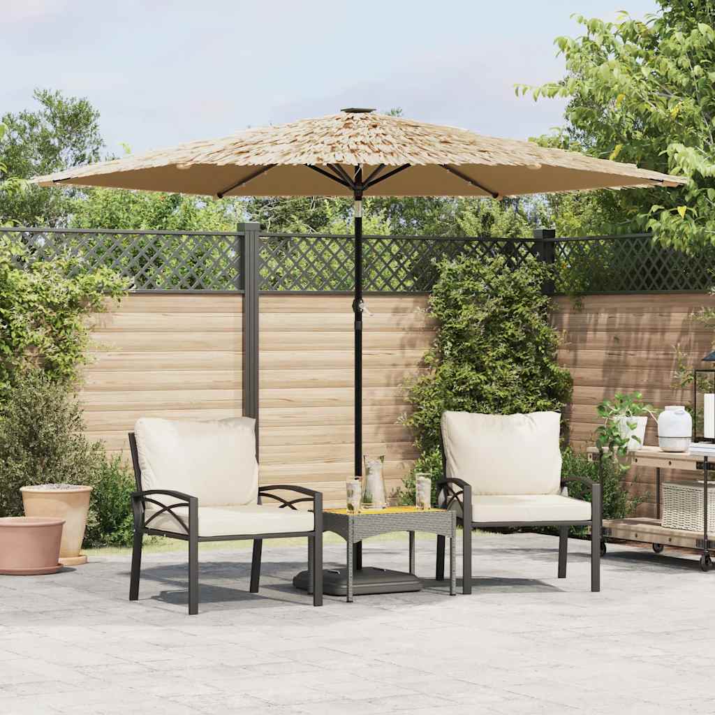 Guarda-sol de jardim com LEDs mastro aço castanho 223x223x213 cm