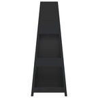 Chimenea de exterior con leñero y diseño de torre acero negro