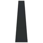Chimenea de exterior con leñero y diseño de torre acero negro