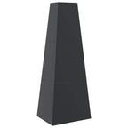 Chimenea de exterior con leñero y diseño de torre acero negro