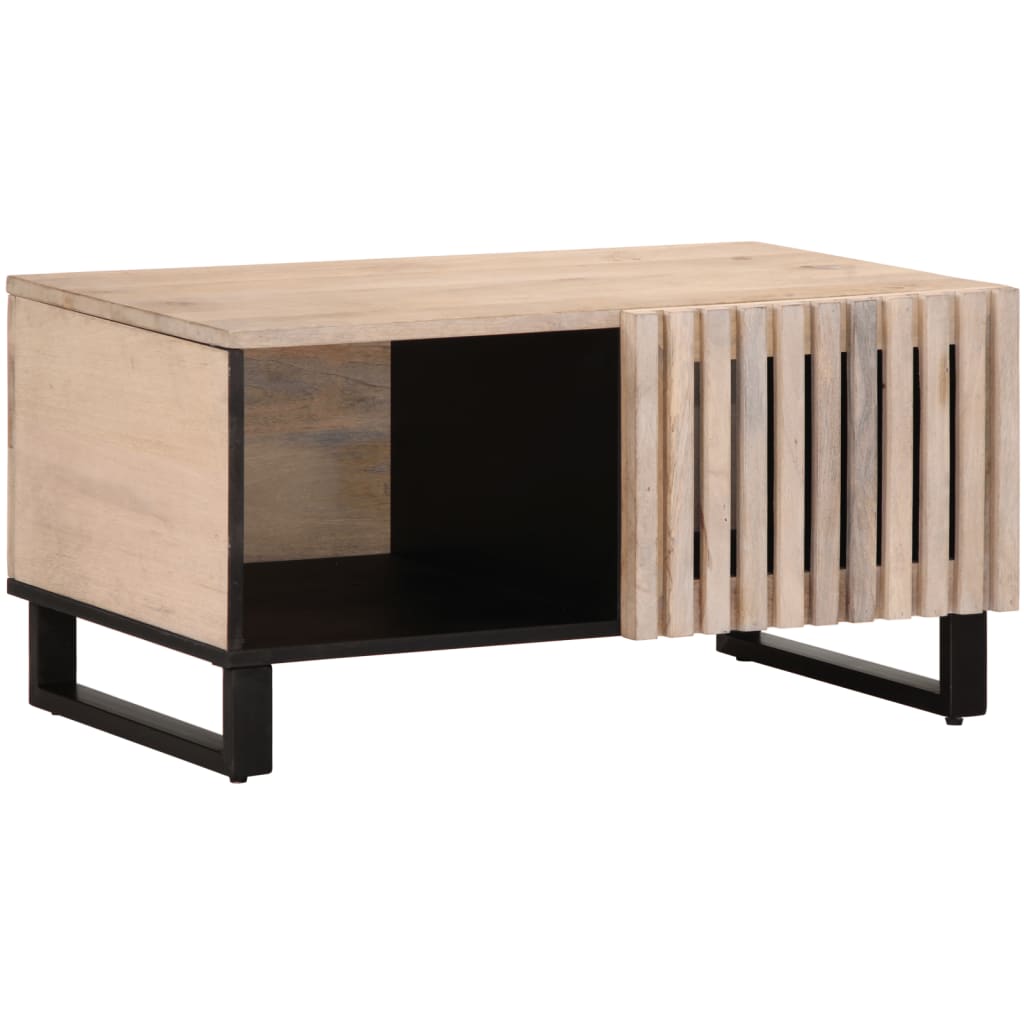 Mesa de centro de madera maciza de mango 80x55x40 cm