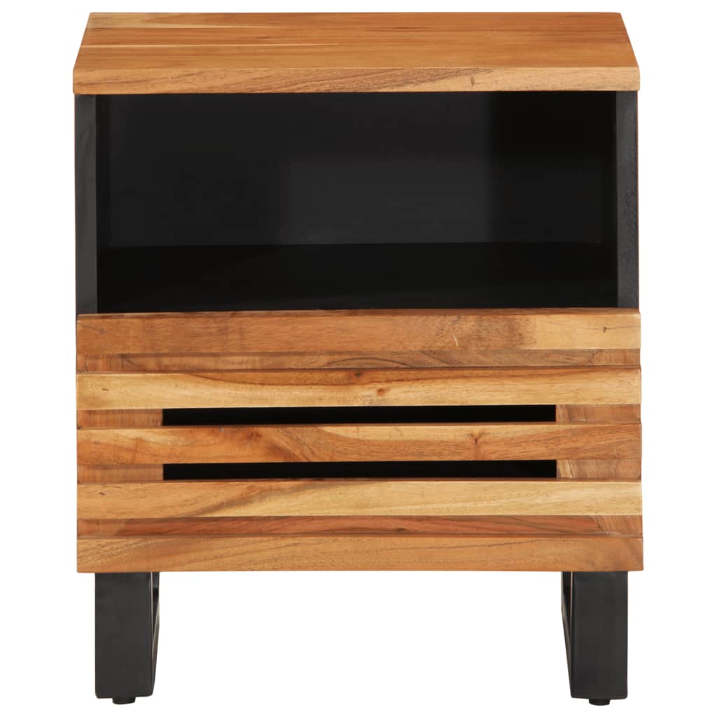 Mesita de noche de madera maciza de acacia 40x34x46 cm