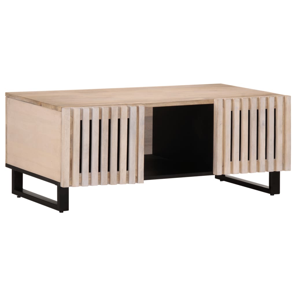 Mesa de centro de madera maciza de mango 80x55x40 cm