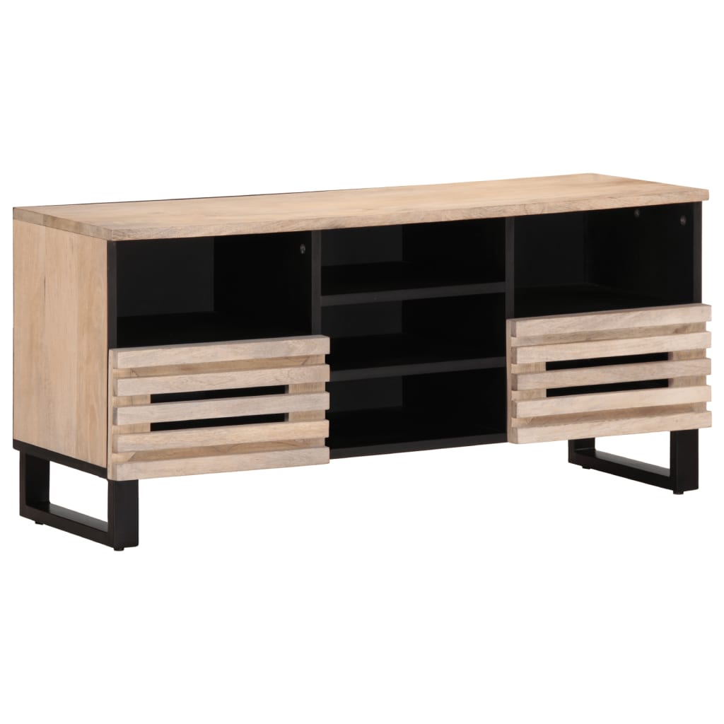Mueble de TV madera maciza de acacia 100x34x46 cm