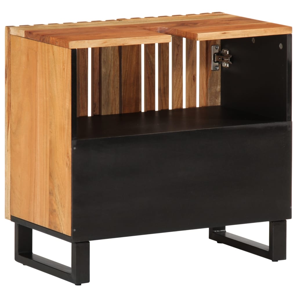 Armario de lavabo para baño madera maciza de acacia 62x34x58 cm