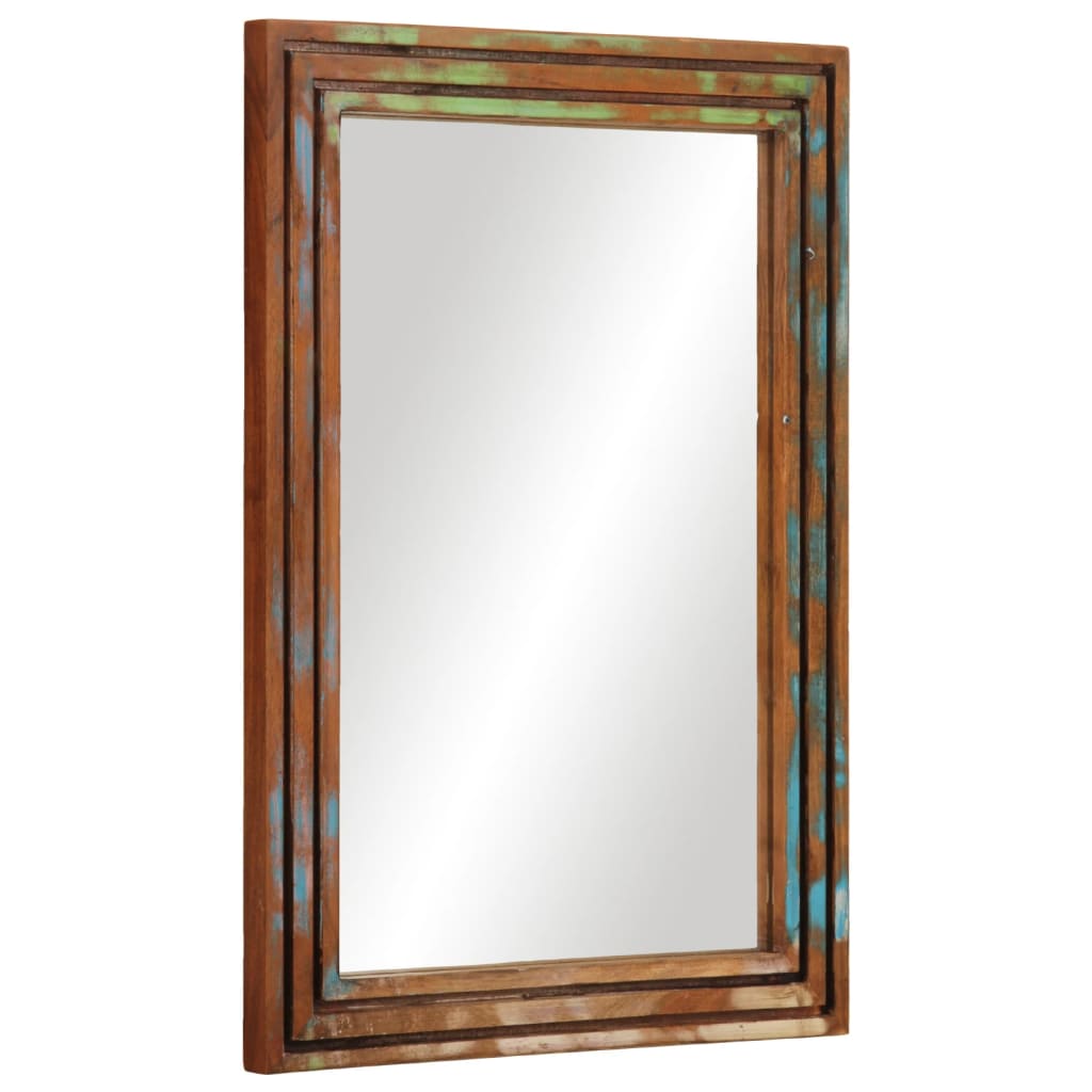 Espejo de baño madera de ingeniería y latón negro 50x70x2,5 cm