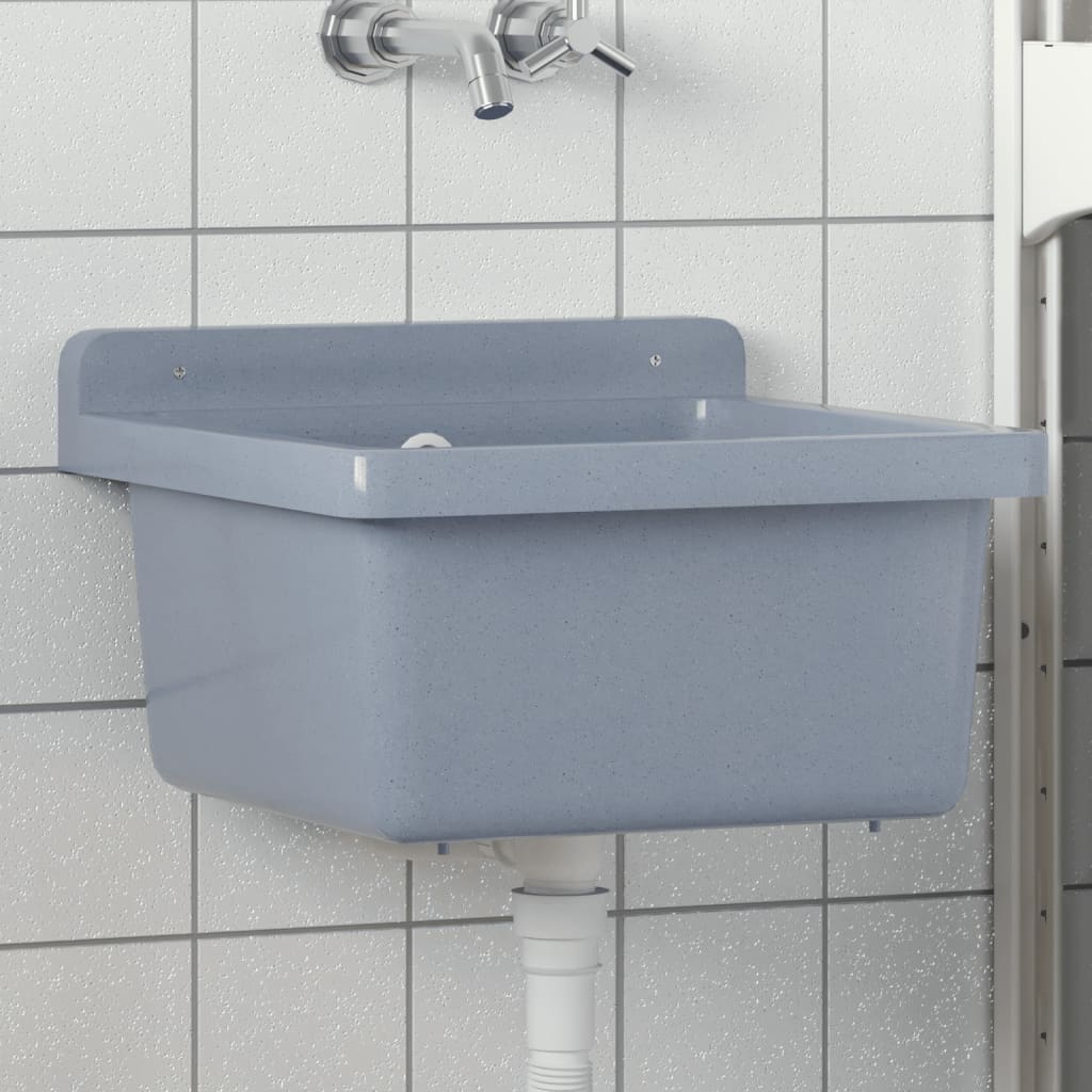 Fregadero lavabo de pared resina blanco 40x40x24 cm