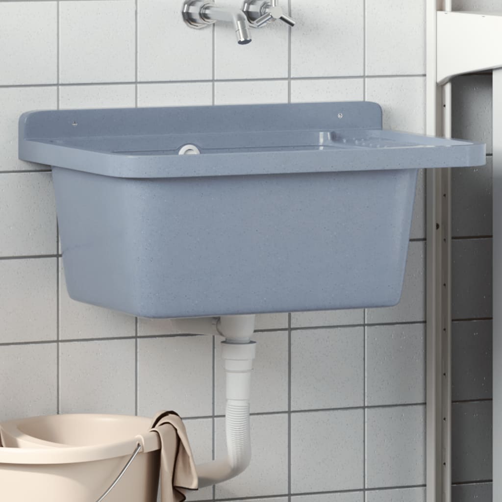 Fregadero lavabo de pared resina blanco 40x40x24 cm