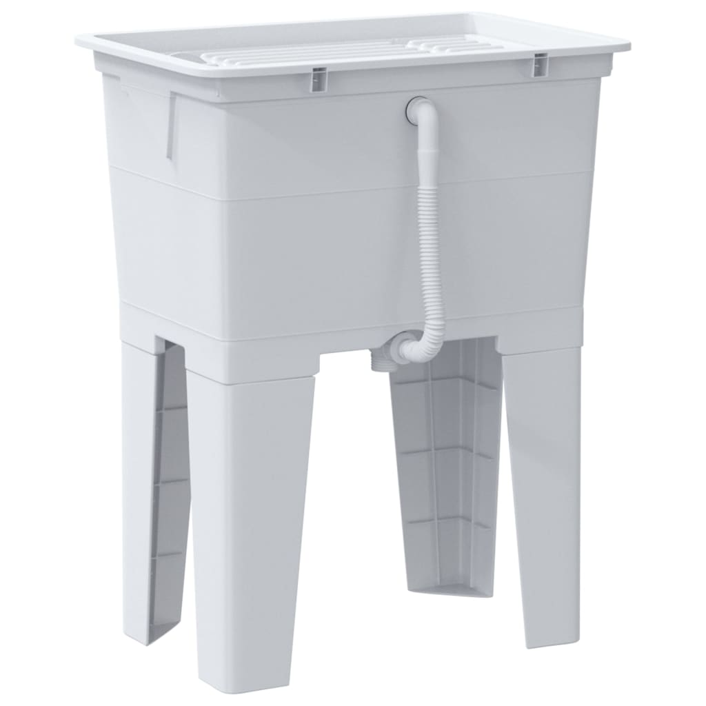 Fregadero de lavadero de resina blanco 59x41x75 cm