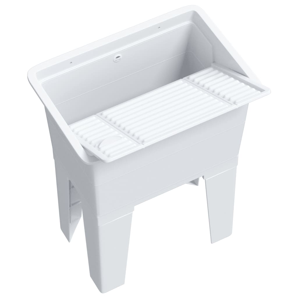 Fregadero de lavadero de resina blanco 59x41x75 cm
