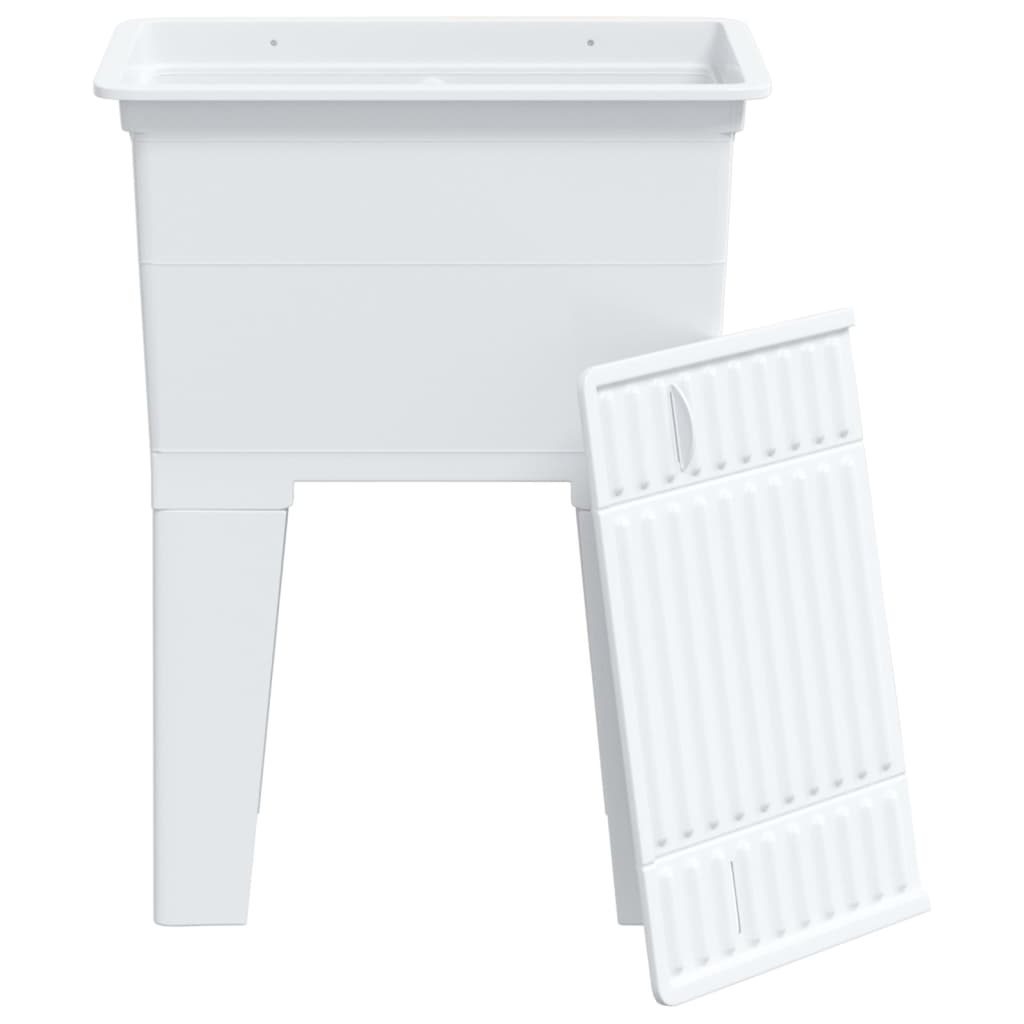 Fregadero de lavadero de resina blanco 59x41x75 cm