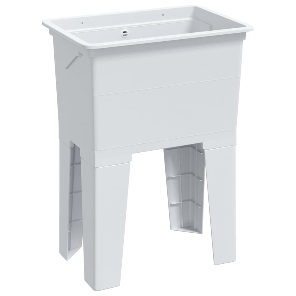 Fregadero de lavadero de resina blanco 59x41x75 cm