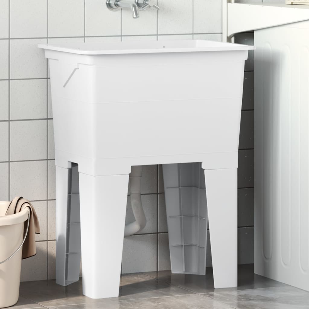 Fregadero de lavadero de resina blanco 59x41x75 cm