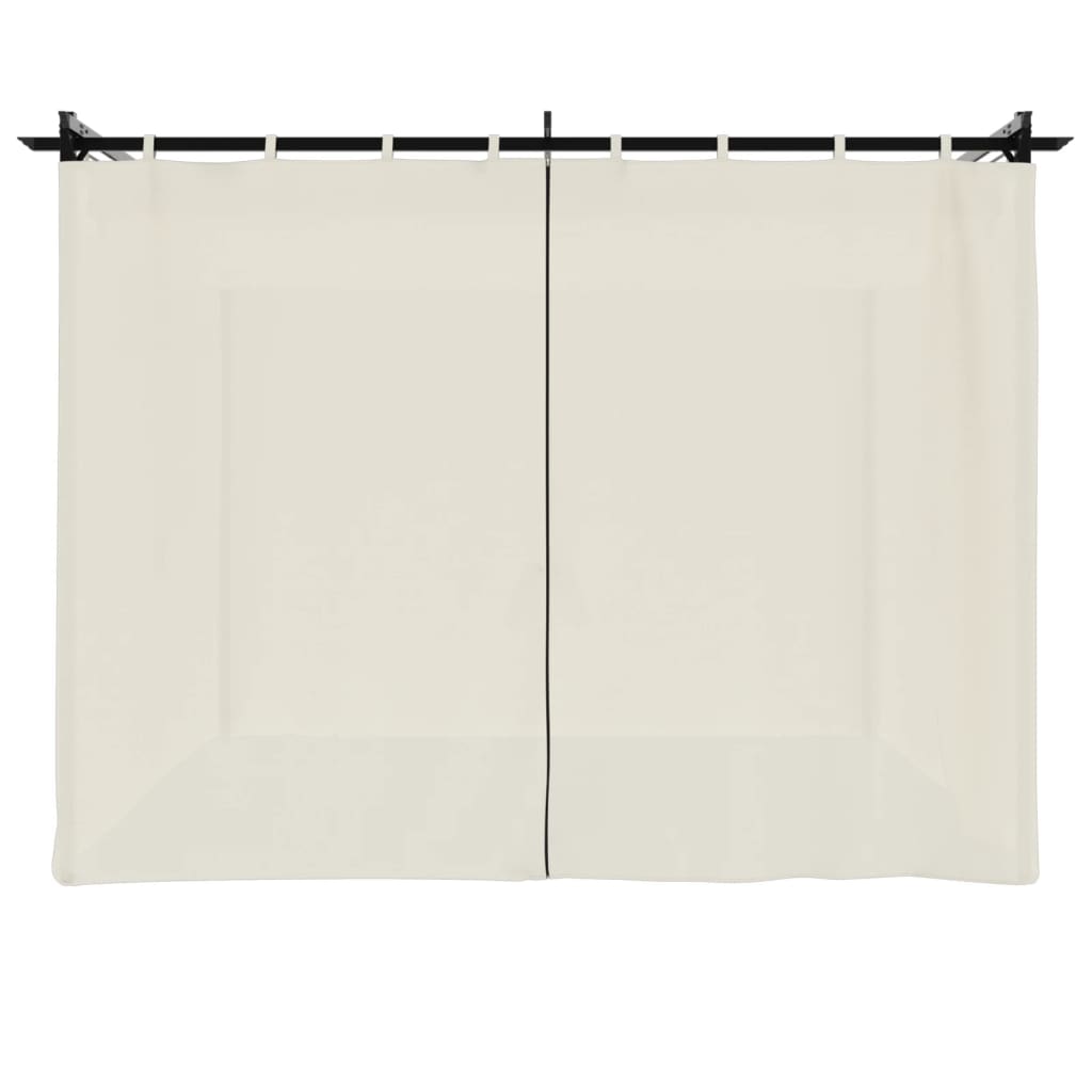 Cenador con cortinas acero color crema 3x3 m
