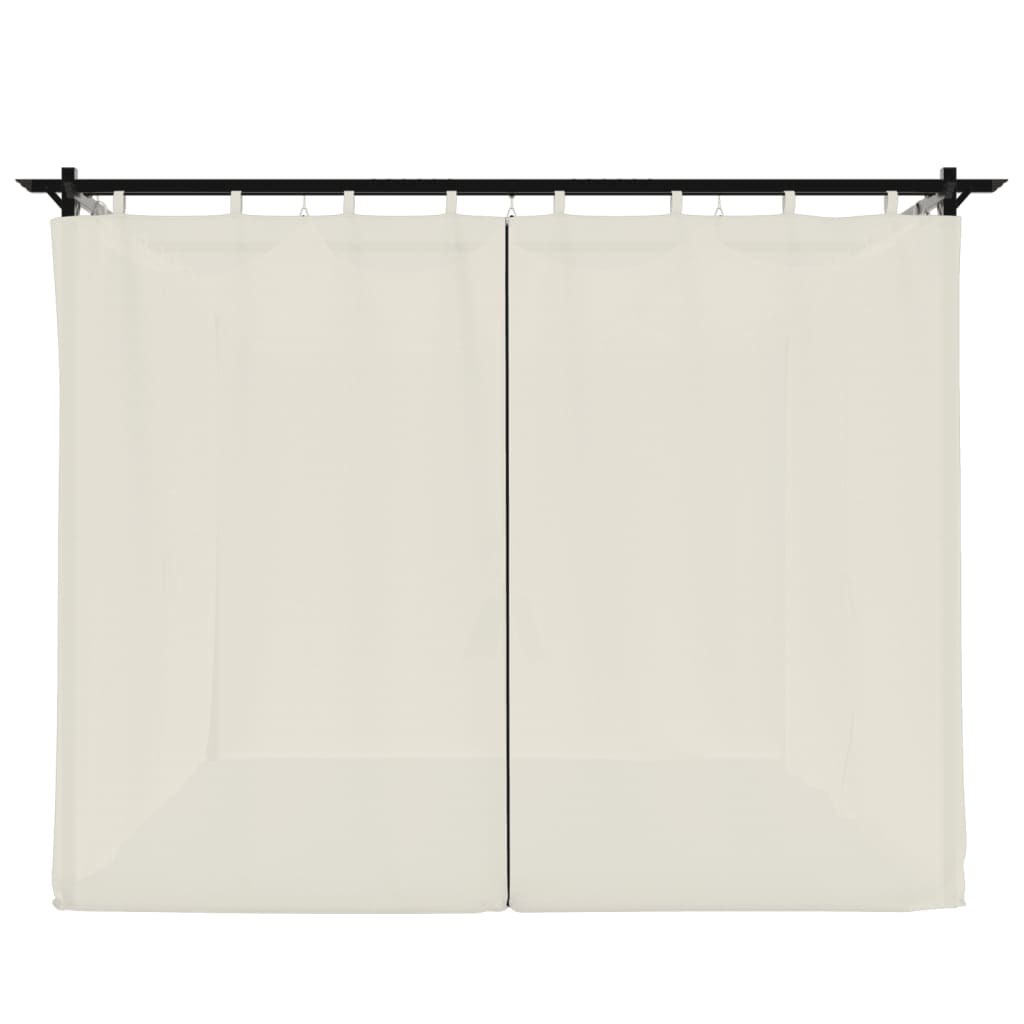 Cenador con cortinas acero color crema 3x3 m