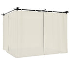 Cenador con cortinas acero color crema 3x3 m